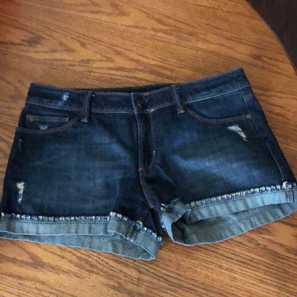DL1961 Pants - DL1961 Stella distressed cuffed dark denim shorts